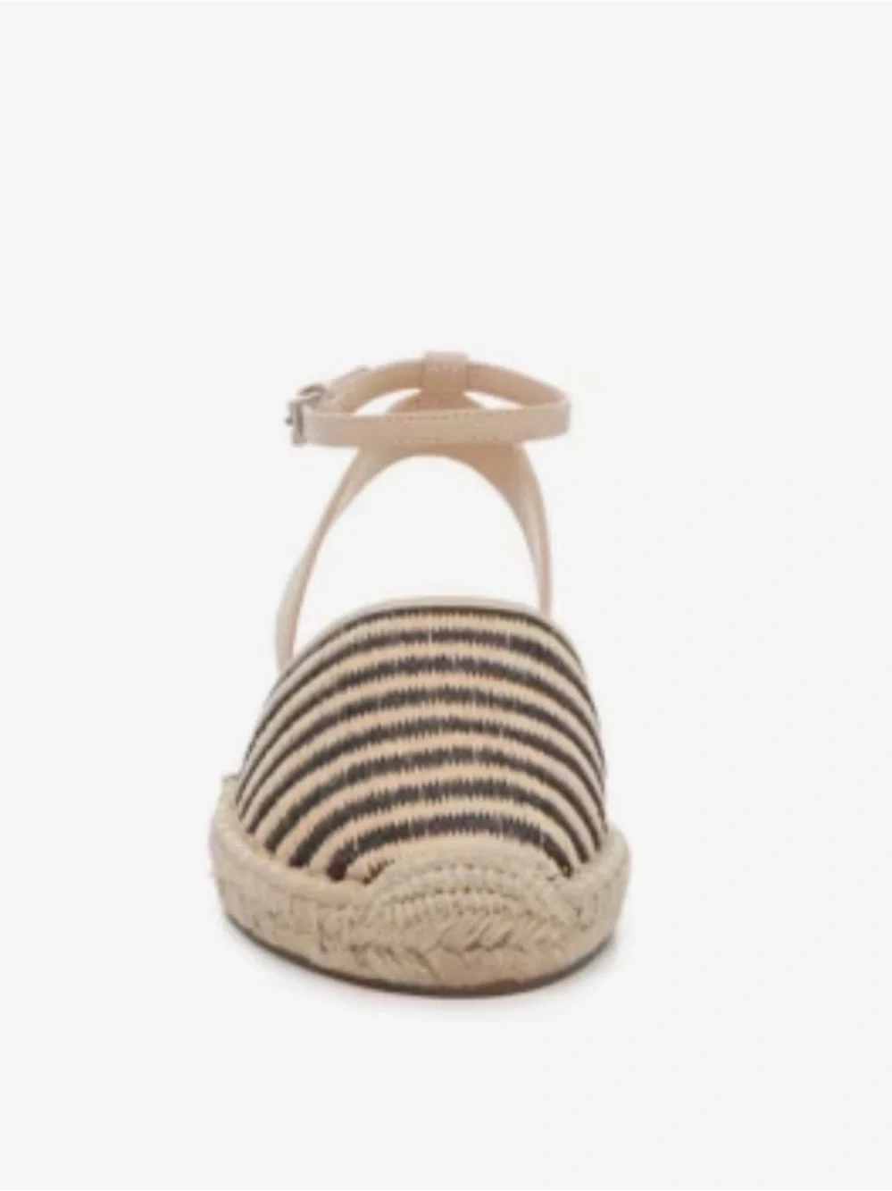 Marc Fisher Bessie Espadrille Flats Tan & Black Woven Striped Ankle-Strap Sandal